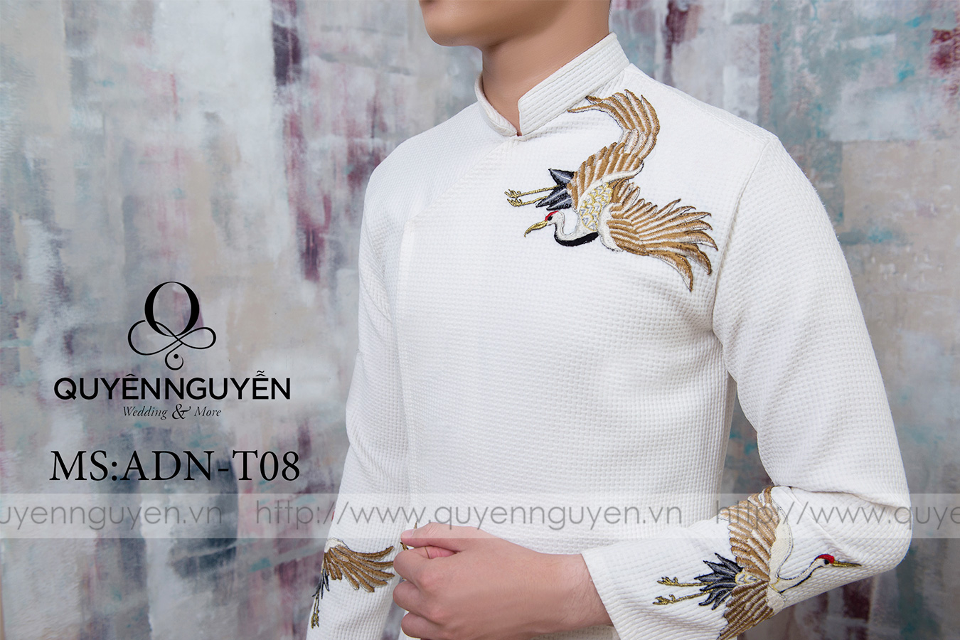 Áo dài nam trắng ADN T08