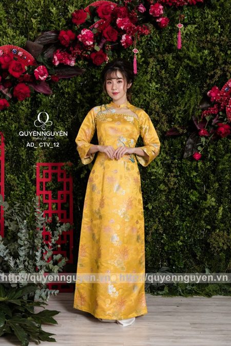 Áo dài ăn hỏi màu vàng đồng AD_CTV_12