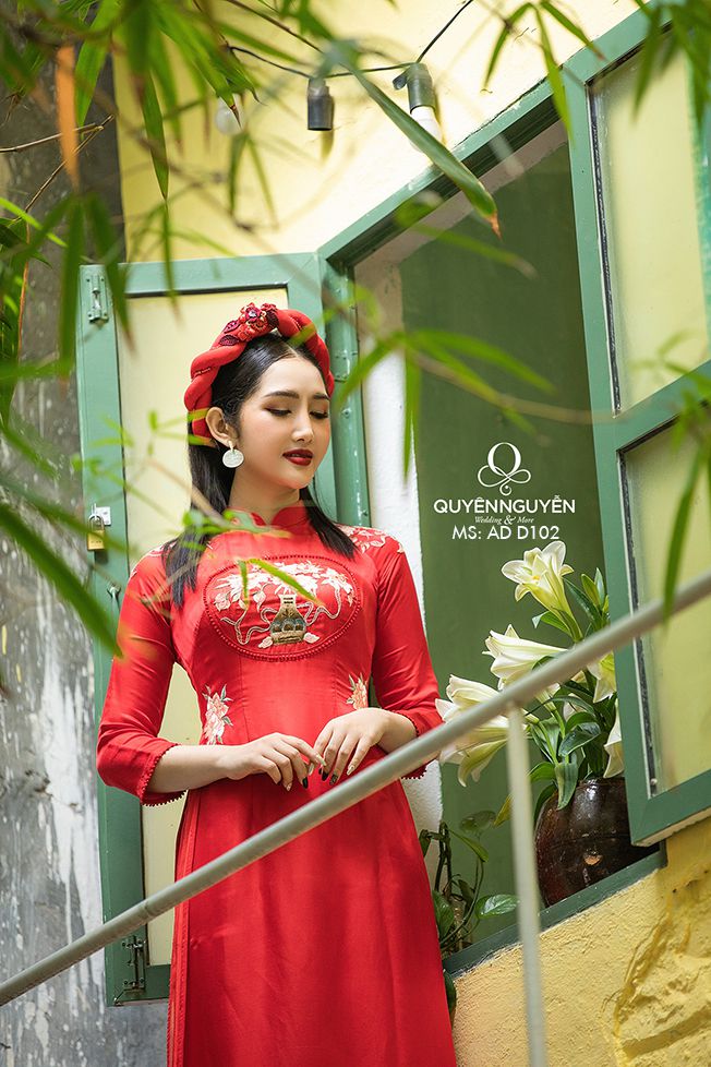 Áo dài đỏ AD D102