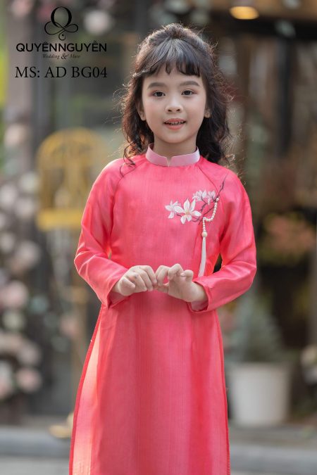 Quần áo bé gái Set áo dài cách tân cho bé kèm mấn và chân váy hàng thiết  kế từ 8kg đến 10kg màu đỏ