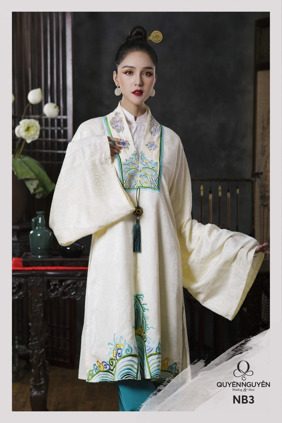Fullset Nhật bình truyền thống vải gấm in hoa văn cho nữ  Vstyle  Việt  Cổ Phục cách tân